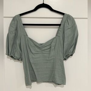 Abercrombie & Fitch Sage Green Puff Sleeve Blouse